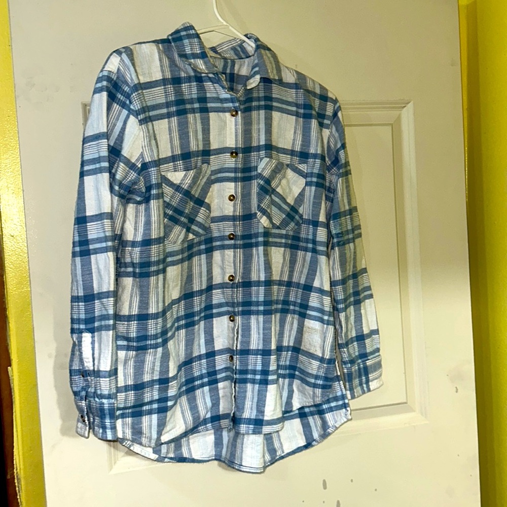 Women’s Blue and White Billabong Flannel